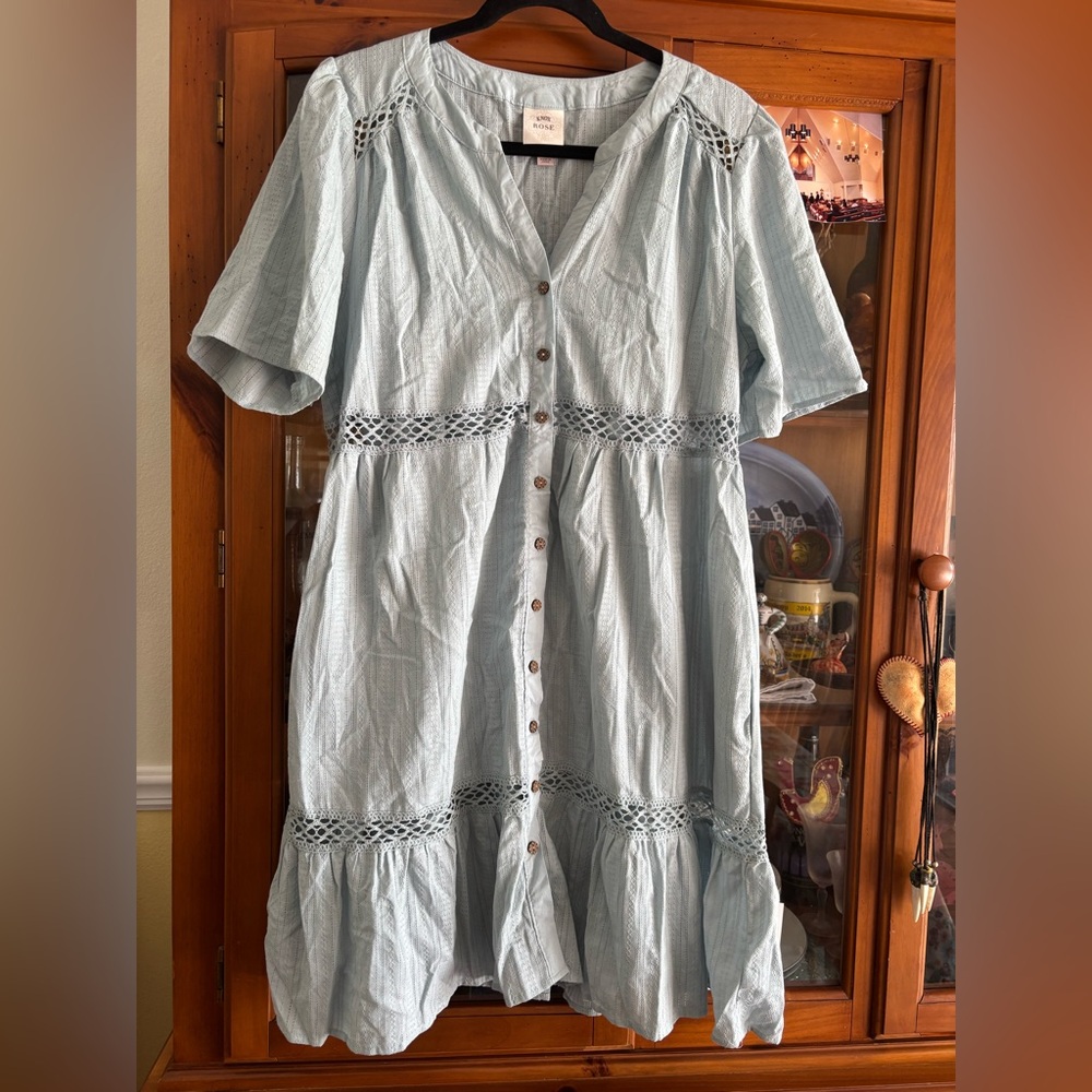 Knox Rose Light Blue Button-Down Dress